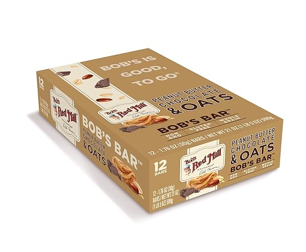 BOB’S RED MILL 12PK PEANUT BUTTER CHOCOLATE & OATS BAR, 12 BARS (PACK OF 1) – NON GMO, GLUTEN FREE, KOSHER
