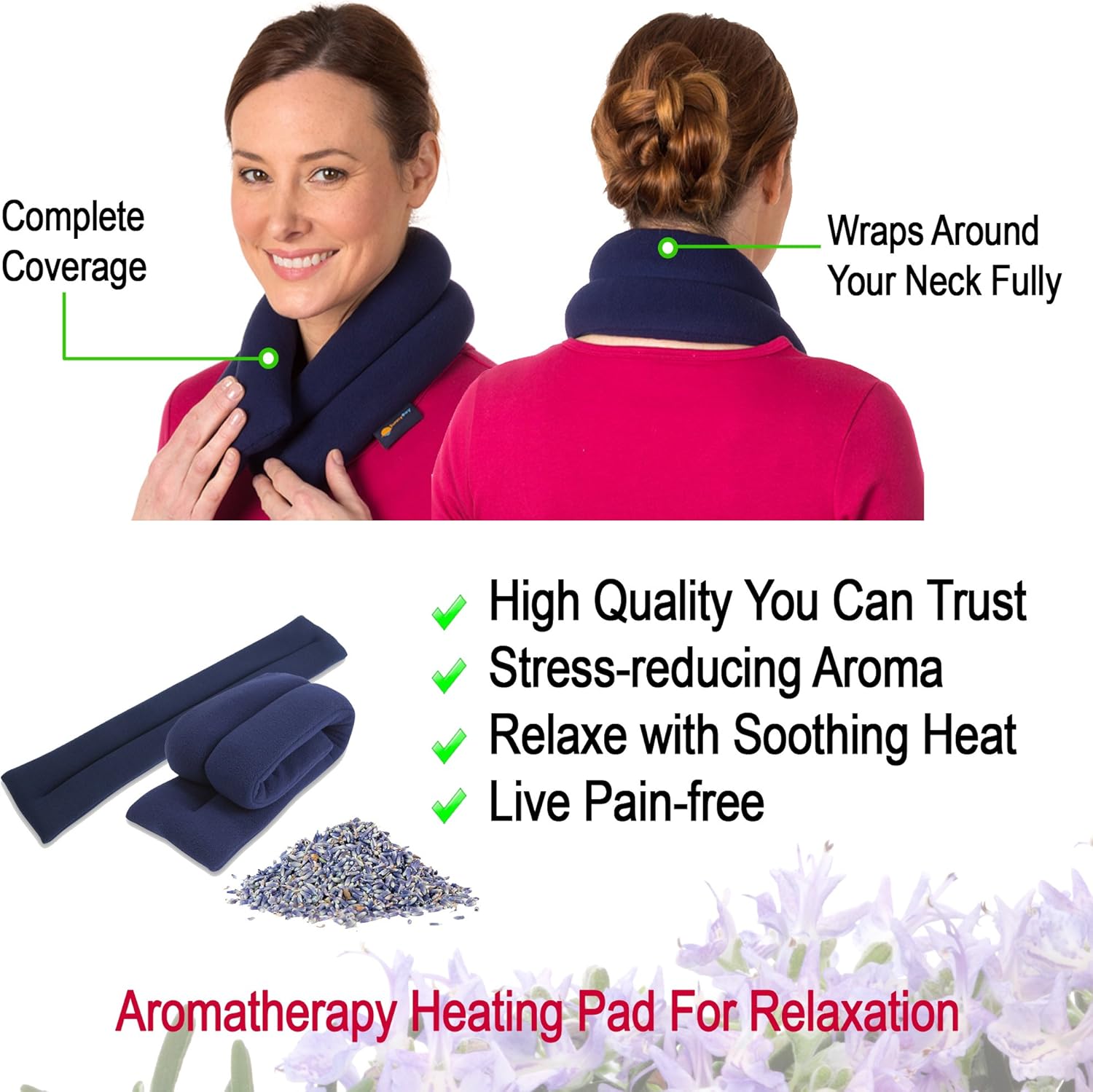Sunny Bay Neck Heating Wrap, Heat Therapy Pad for Neck & Shoulder Muscle Pain Relief-Thermal, Reusable, Non Electric, Buffalo Plaid Red, Extra Long, Lavender-Scented: Health & Personal Care