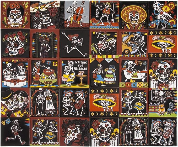 Catrina mix - 30 mexikanische Fliesen 10x10 cm Talavera - Küchenfliesen