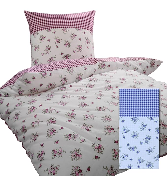 Dyckhoff 3071970400 Weichfrottier-Bettwäsche Vera 80 x 80 cm und 135 x 200 cm, blau