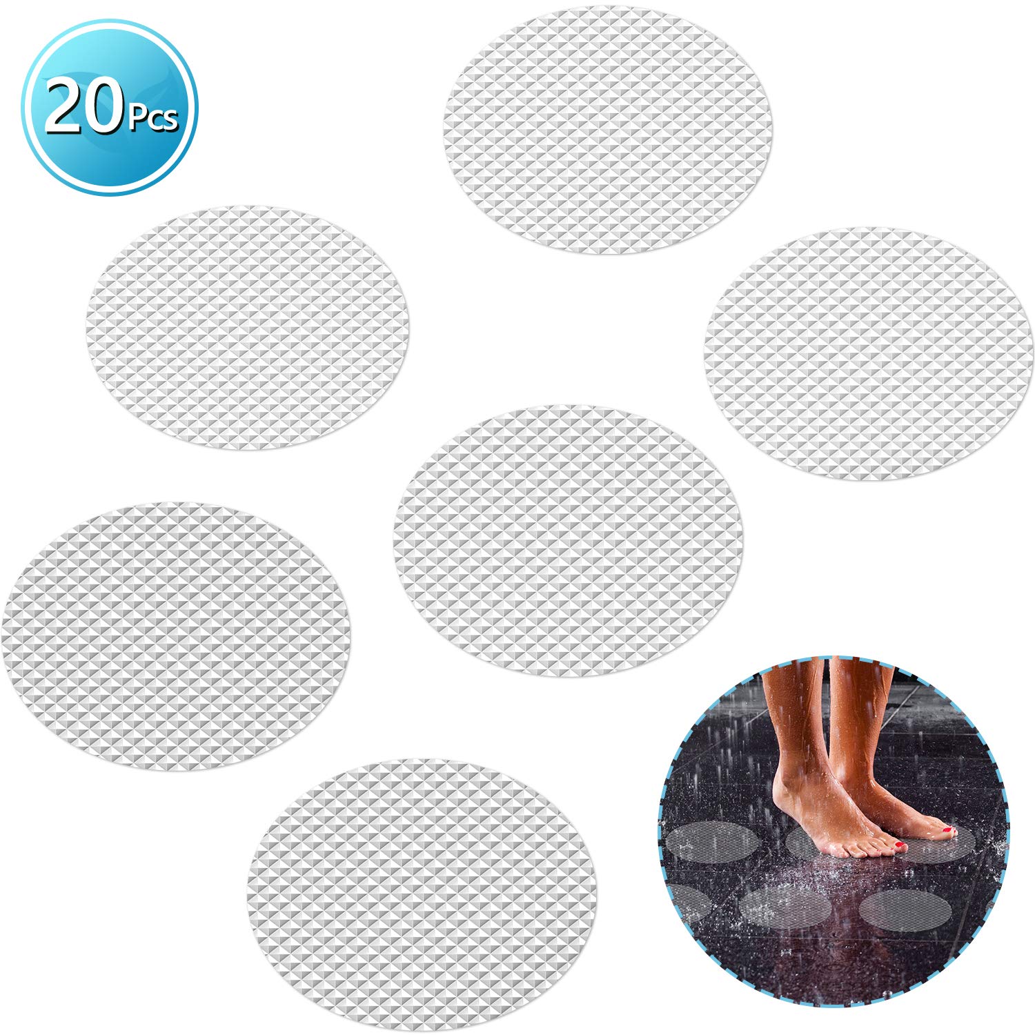 20 Anti-Rutsch Aufkleber Für Badewanne & Dusche - Selbstklebend & Wasserfest - Blau