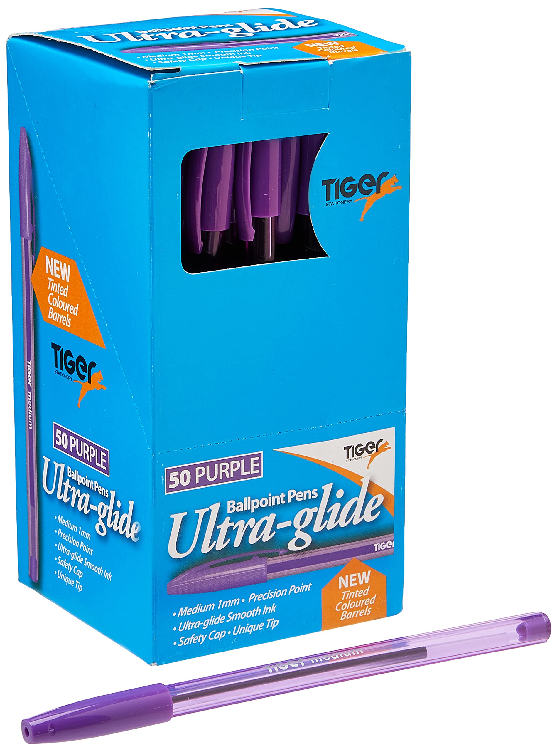 Tiger Stationery 301949 Ultra-Glide Ballpoint Pen - Purple (Pack of 50)