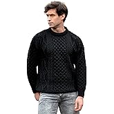 Aran Crafts Irish Soft Cable Knitted Crew Neck Unisex Sweater (100% Pure New Wool)