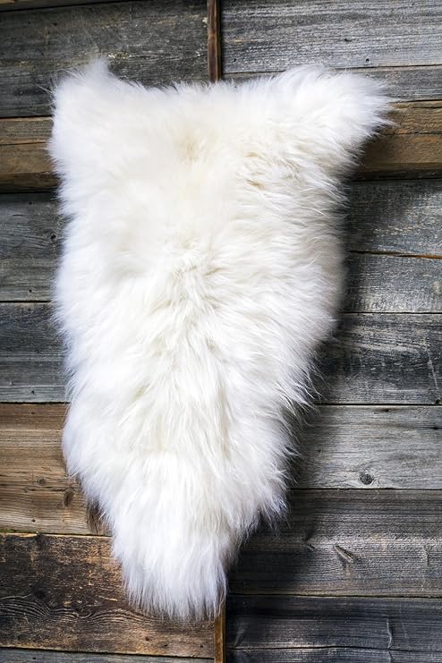 ESTRO | Original ISLÄNDISCHER Schafsfell Lammfell Teppich | Glänzend und luxuriös | Farbvielfalt (Weiß, 120 cm)