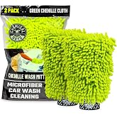 Chemical Guys, Chenille Microfiber Wash Mitt for Cars, Scratch-Free, 2 Pack | Ultra-soft lime green chenille holds thick suds and traps grit, gentle on paint, glass and chrome, machine washable