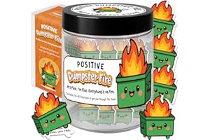 KATINAT Emotional Supports Dumpster Fire Jar, 60 Positive Affirmation Cards, Dumpster Fire Desk Accessories, Relaxation Gifts, Coworker Gifts for Women, Great Gift for Boss, Teacher, Friends