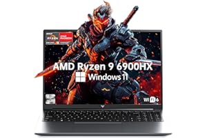 KAIGERR 2025 Gaming Laptop, Laptop with AMD Ryzen 9 6900HX (8C/16T, Up to 4.9GHz), 16GB DDR5 512GB NVMe SSD Windows 11 Laptop Computer, 16-inch FHD Display, WiFi 6, 53Wh Battery, Backlit KB