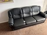Sofas and More 3 2 Seater Sofa Set Faux Leather Black High Back Living Room view 9