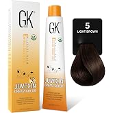 GK HAIR Color Cream 5 Natural Light Brown Hair Dye 3.4 Oz | 100% Grey Coverage | Semi and Permanent Results | 8&ndash;10 Vol Semi | 20-30-40 Vol Permanent &ndash; Salon Quality &ndash; For Women &amp; Men