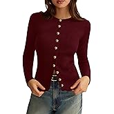 PRETTYGARDEN Womens 2026 Fall Cardigan Sweaters Lightweight Long Sleeve Button up Ribbed Knit Tops Winter Fashion Clothes