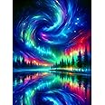 mrpwnle Aurora Diamond Art Painting Kits for Adults, Northern Lights Diamond Art Painting Kit for Adults, Round Full Drill 5D Landscape Diamonds Painting Gem Art DIY Crafts Kits 12x16inch
