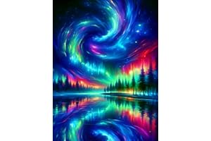 mrpwnle Aurora Diamond Art Painting Kits for Adults, Northern Lights Diamond Art Painting Kit for Adults, Round Full Drill 5D Landscape Diamonds Painting Gem Art DIY Crafts Kits 12x16inch