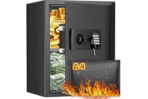 ZOGOLA 2.5 Cubic Large Sturdy Safe Box Fireproof Waterproof, Anti-Theft Fireproof Safe with Digital Keypad & 2 Keys, Security Home Safe for Personal Valuables Laptop Documents Pistol Money Medicine