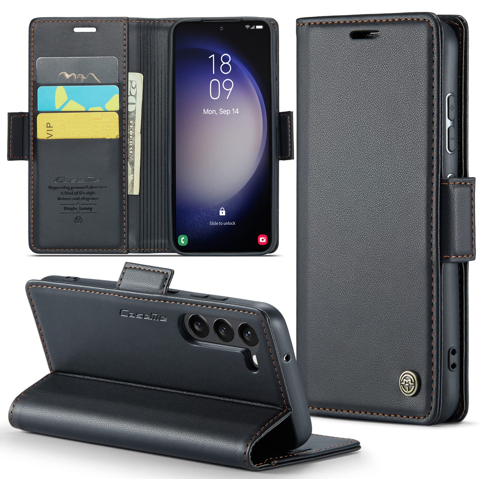Photo 1 of Lxisxcna Samsung Galaxy S23 5G Wallet Case with [RFID Blocking] Card Holder Magnetic Kickstand,Leather Flip Protective Case Wallet for Samsung Galaxy S23 5G 6.1 Inch -Black