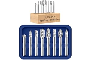 Mars-Rock 8 Pcs 1/4 Carbide Burr Set 1/4 Shank Die Grinder Bits Drill Bits Grinding Bits for Metal Rotary Tool Attachment Accessories Rasp Weld Wood Stone Deburring Compatible with Milwaukee Dewalt