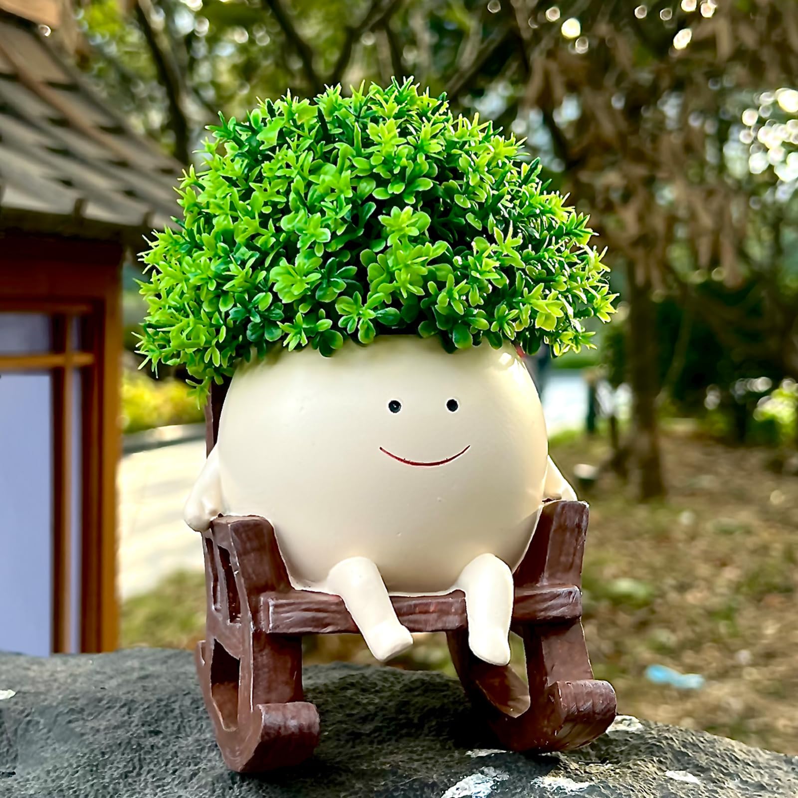 Photo 1 of NINIPAPA Face Flower Pots Cute Planter, Funny Rocking Chair Succulent Planters for Indoor Outdoor Plants, Smiley Head Planter Mother's Day Birthday Flower Pot Gifts for Mom Plant Lovers