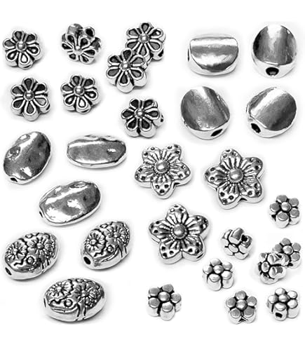 KISSITTY 100 Cuentas Espaciadoras Rondelle De Plata Antigua, Agujero Grande, Estilo Europeo, Cuentas Sueltas De Metal De 0.315 X 0.217 In Con Agujero De 0.138 In Para Hacer Joyas Vintage