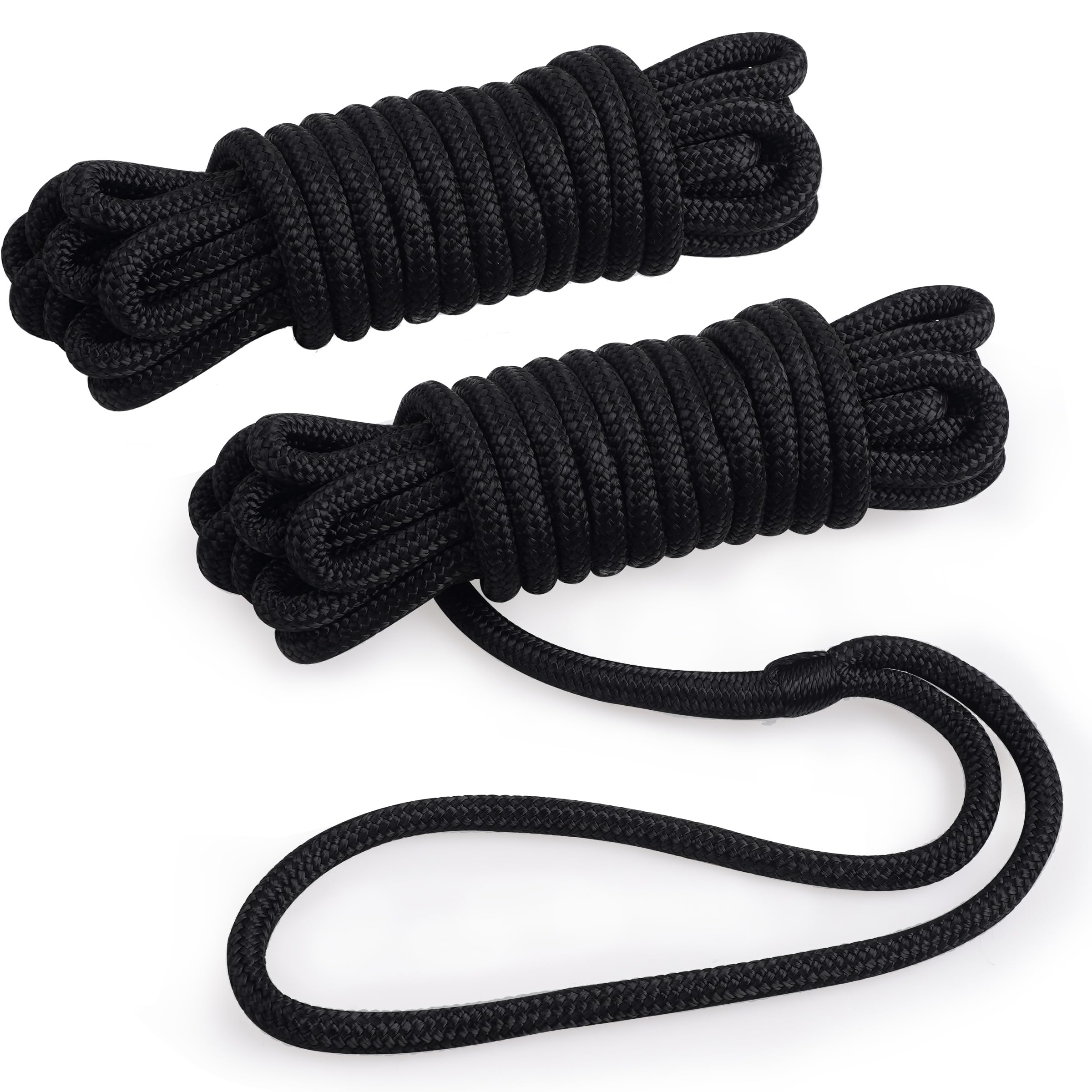 Double Braided Nylon Dock Lines, Boat Mooring Rope Anchor Line with 12" Loop for Boats Docking Kayak Pontoon Boating Accessories