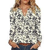 LOMON Womens Tops Dressy Casual Pleated Ruffle Long Sleeve Tunics Tops to Wear with Leggings V Neck Work Blouse