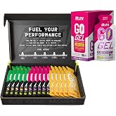 BARE PERFORMANCE NUTRITION BPN Go Gel Endurance &ndash; Mixed Berry Caffeinated 10 Single-Serving Packs + Non-Caffeinated Variety 15 Pack (Apple Cinnamon, Mango, Mixed Berry) | 24g Carbs + 100 Calories, Veg