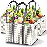 NERUB Reusable Grocery Tote Bags - Heavy Duty with Reinforced Bottom, Foldable Large Shopping Bags for Groceries (3 Pack)