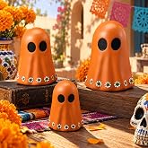Tellingyou 3 Pcs Day of The Dead Figurines Mexican Halloween Ghost Decor | Dia De Los Muertos Altar Decor, Resin Ghost Statue, Terracotta Calaveras Mexicanas Table Centerpiece, for Home Shelf Mantel