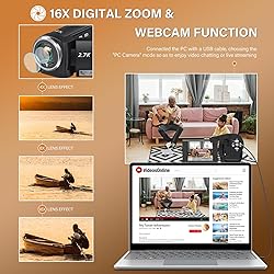 LOENTIR Video Camera Camcorder, QHD 2.7K Camcorder