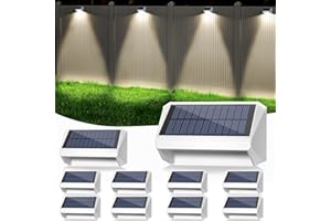 LANSOW Solar Fence Lights 10 Pack, Cool White, Warm White and White, Solar Deck Lights Outdoor Waterproof, Dusk to Dawn Solar Powered Lights Decor for Outside, Step, Yard, Patio, Wall, Stair(White)