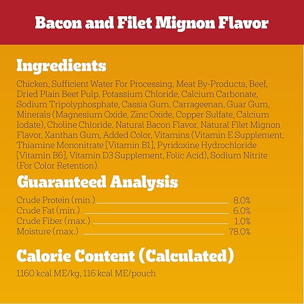 PEDIGREE CHOPPED GROUND DINNER ADULT SOFT WET DOG FOOD 18-COUNT BACON FILET MIGNON VARIETY PACK, 3.5 OZ. POUCHES