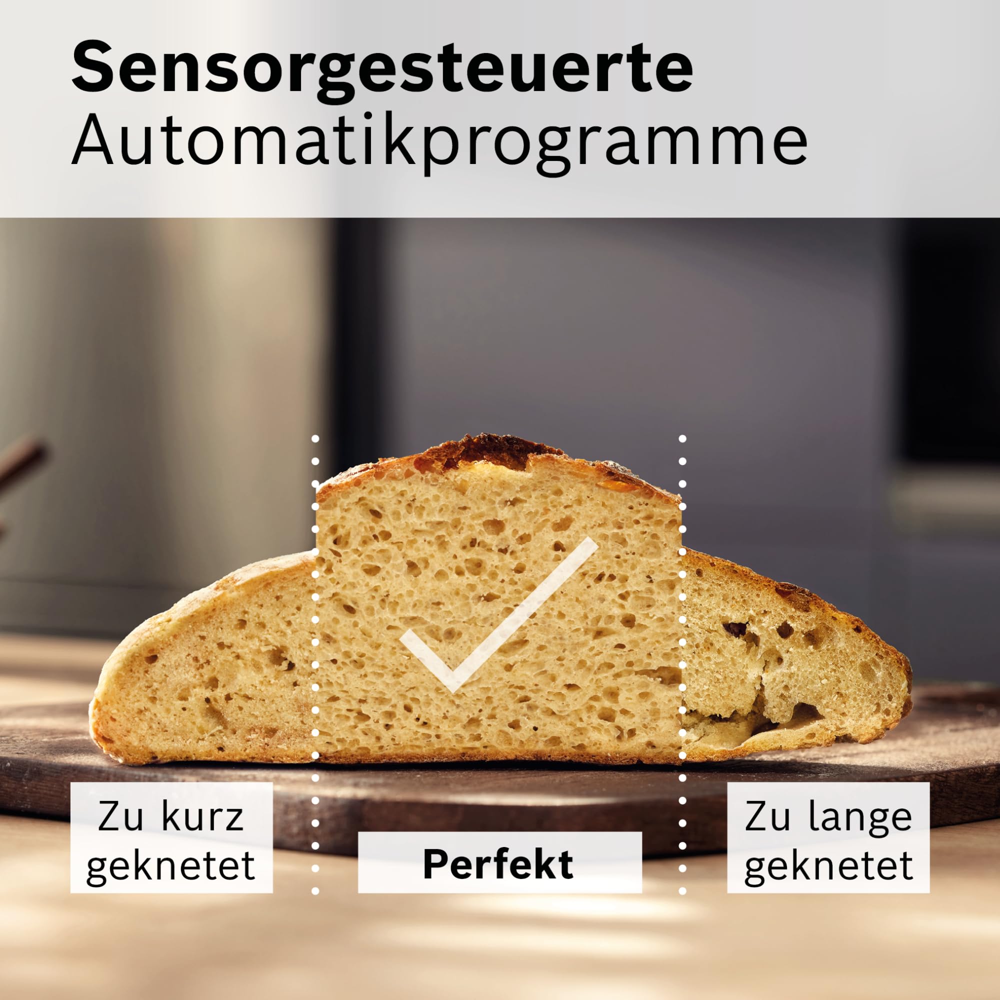 Bosch Küchenmaschine Serie 8, NEU, 9 Automatikprogramme, Waage, Timer, 7 Stufen, 6l Edelstahl-Schüssel, Knethaken, Rührbesen, Silikonbesen, spülmaschinenfest, 1.800 W, MUMS8ZS00 9
