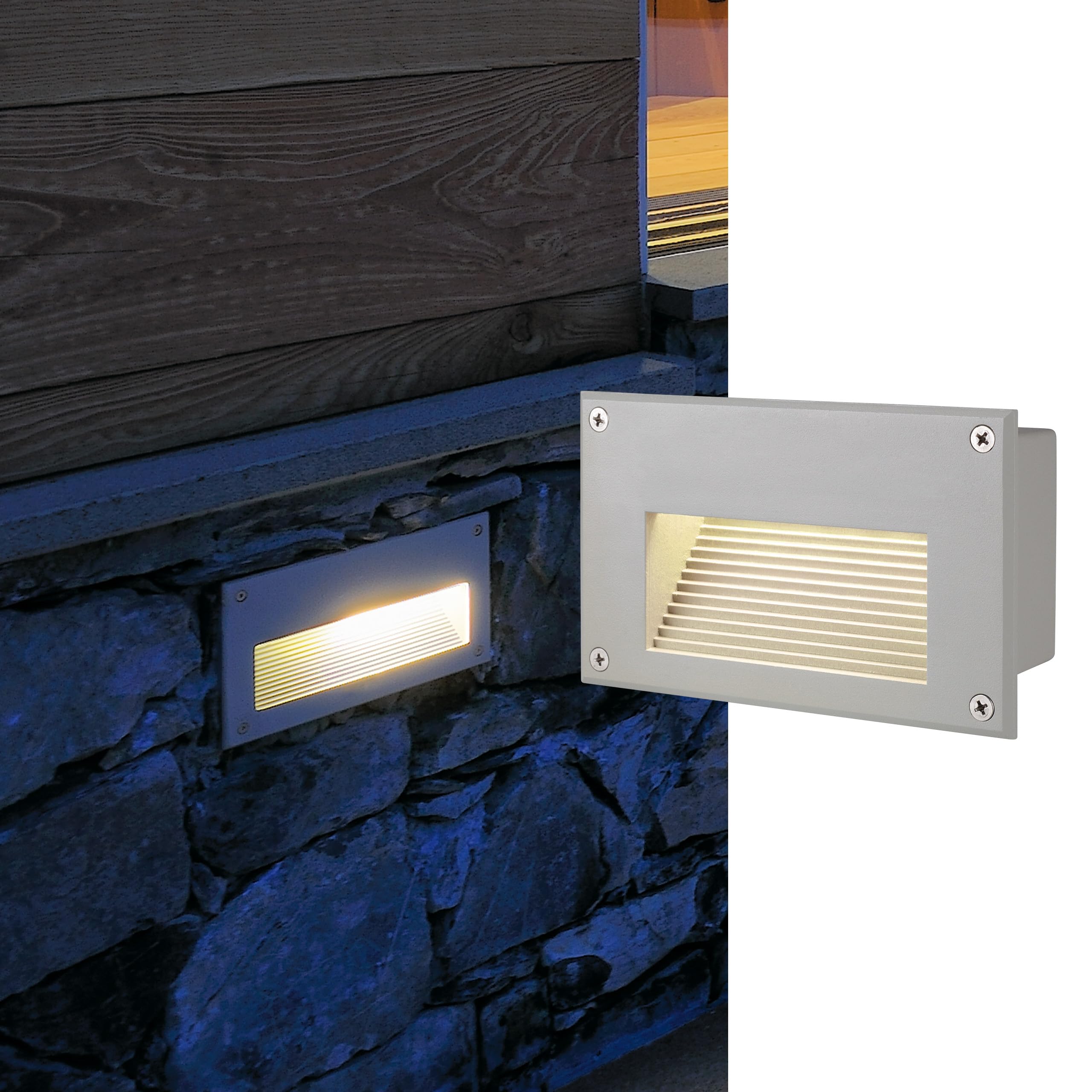 SLV recessed Wall Light Brick DOWNUNDER/Illumination for Walls, Paths, entrances, Built-in Outdoor Light, Garden lamp / IP54 3000K 1.4W 30lm Grey