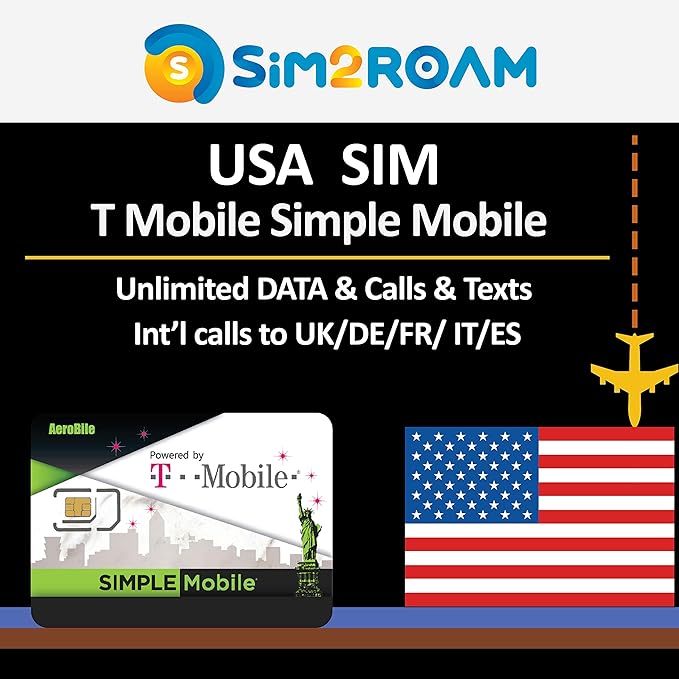 USA Data SIM Card 10 Days 4G Data ONLY, Powered by AT&T, U.S