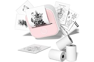 POKELABEL Print Pod Sticker Printer T02, Mini Printer with 3 Paper Rolls, Bluetooth Pocket Note Printer, Inkless Thermal Sticker Maker Machine for Giftware, Journal, Note, Scrapbooking, Plan, Early Education