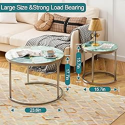 aboxoo Coffee Table Nesting Side Round Set of 2 End