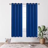 Deconovo Thermal Blackout Eyelet Curtains Royal Blue 2 Panels 140x210 view 5