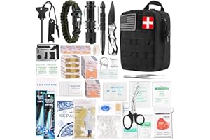 DLMD Survival First Aid Kit, Molle Medical Pouch 288PCS Outdoor Emergency Survival Gear and Equipment for Hiking Camping Hunting Car Boat Home Travel and Adventures, Gift for Him Men (Black)