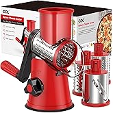 Cheese Grater Rotary, Rotary Grater for Kitchen, Kitchen Grater Vegetable Slicer with 3 Drum Blades, Fast Cutting Cheese Shre
