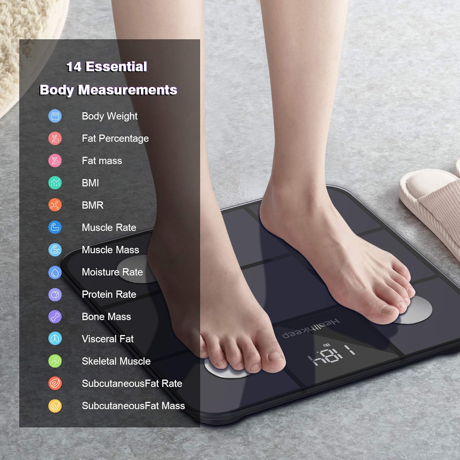 Body Fat Scale Smart BMI Scale Digital Bathroom Wireless Weight Scale, Body Composition Analyzer with Smartphone App sync with Bluetooth, 396 lbs - Black: Industrial & Scientific