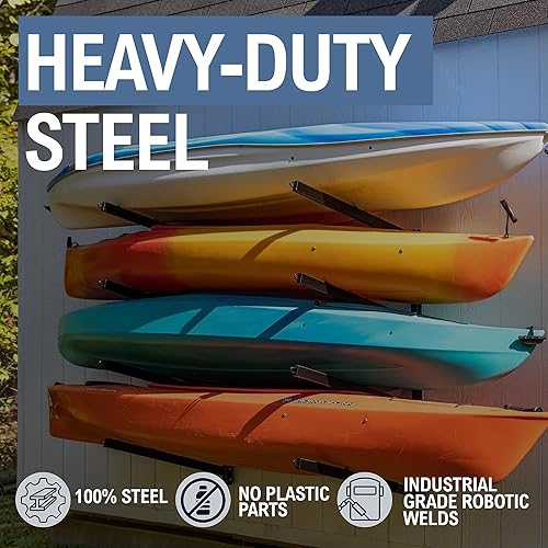 StoreYourBoard Outdoor Kayak Storage Rack, Wall Mount, Holds 400