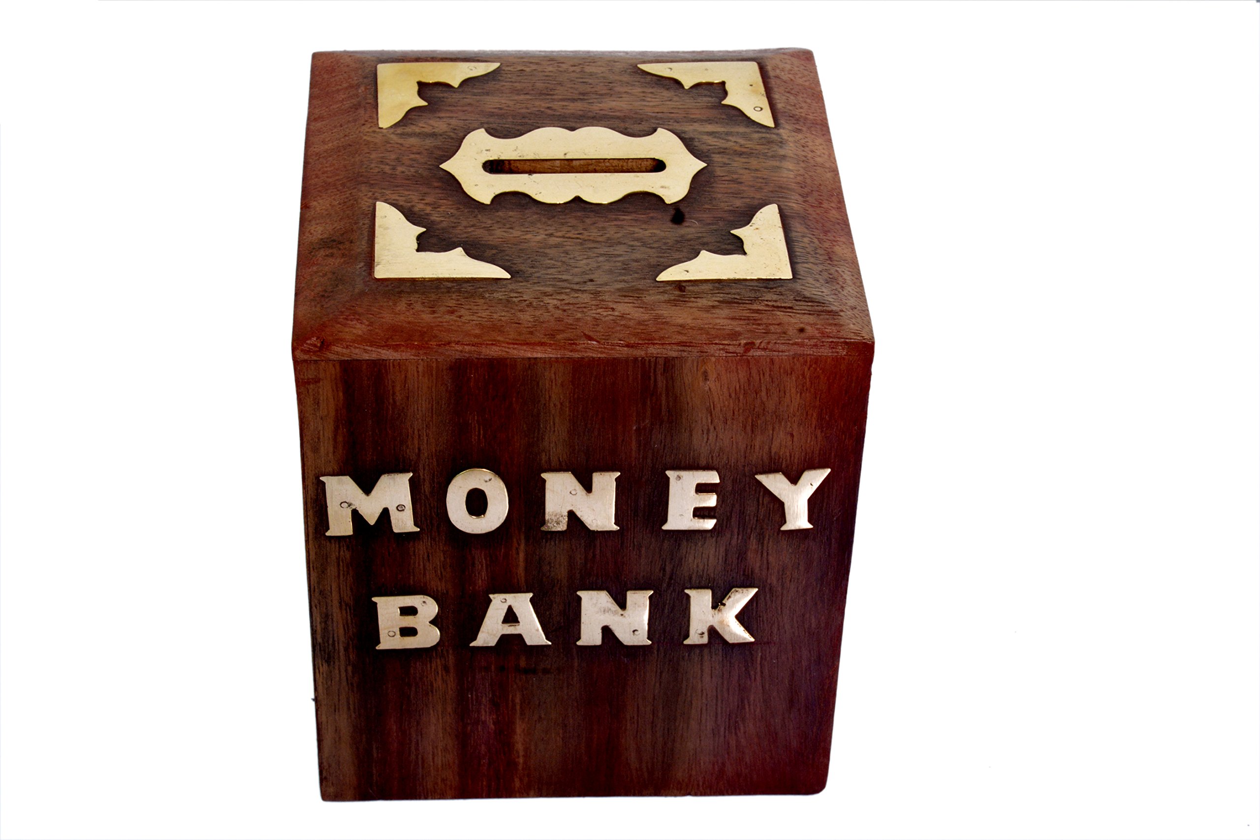 Craft Trade Wooden Piggy Bank Saving Money House of Coin Collecting Box with Lock for Kids