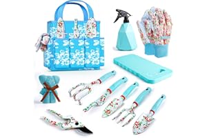 JUMPHIGH Womens Gardening Gifts Set - Floral Gardening Tools with Tote Bag - Gifts for Mom, Girlfriend or Women - Birthday, Christmas (Blue)