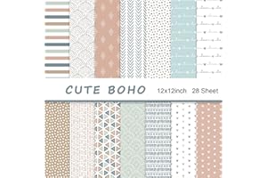 Naszonus Boho Scrapbook Paper, 12x12 Inch, 90 lb/160 gsm Double-Side Print (BOHO 2)