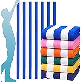 6 Packs Oversized 72x40 Inch Stripe Beach Towel Thin Set Extra Large XL Big Clearance Accessories Essentials Soft Super Absor