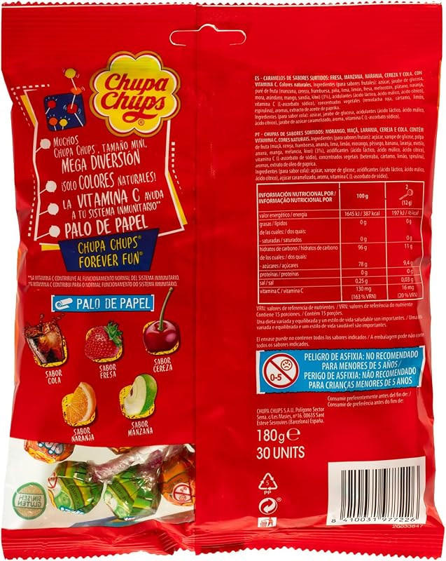 Mini, Caramelo con Palo, Sabores Variados, Bolsa 30 uds