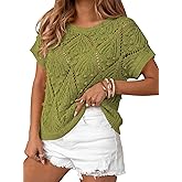 Cakulo Womens Summer Short Sleeve Crochet Sweater Casual Boho Crop Tops 2026 Beach Vacation Clothes Cruise Outfits