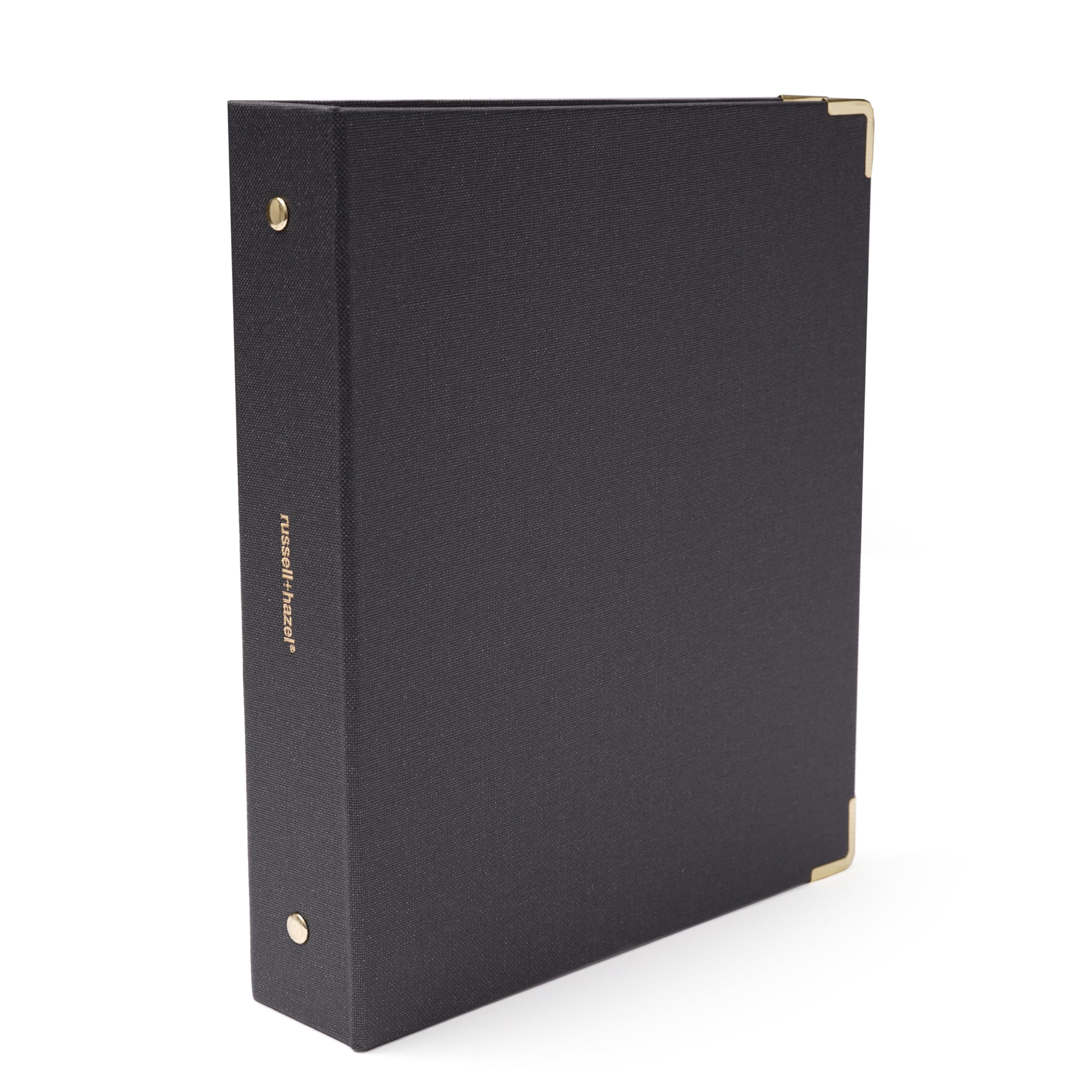 russell+hazel Bookcloth Mini 3 -Ring Binder, Onyx, 8”x 9” (28793)