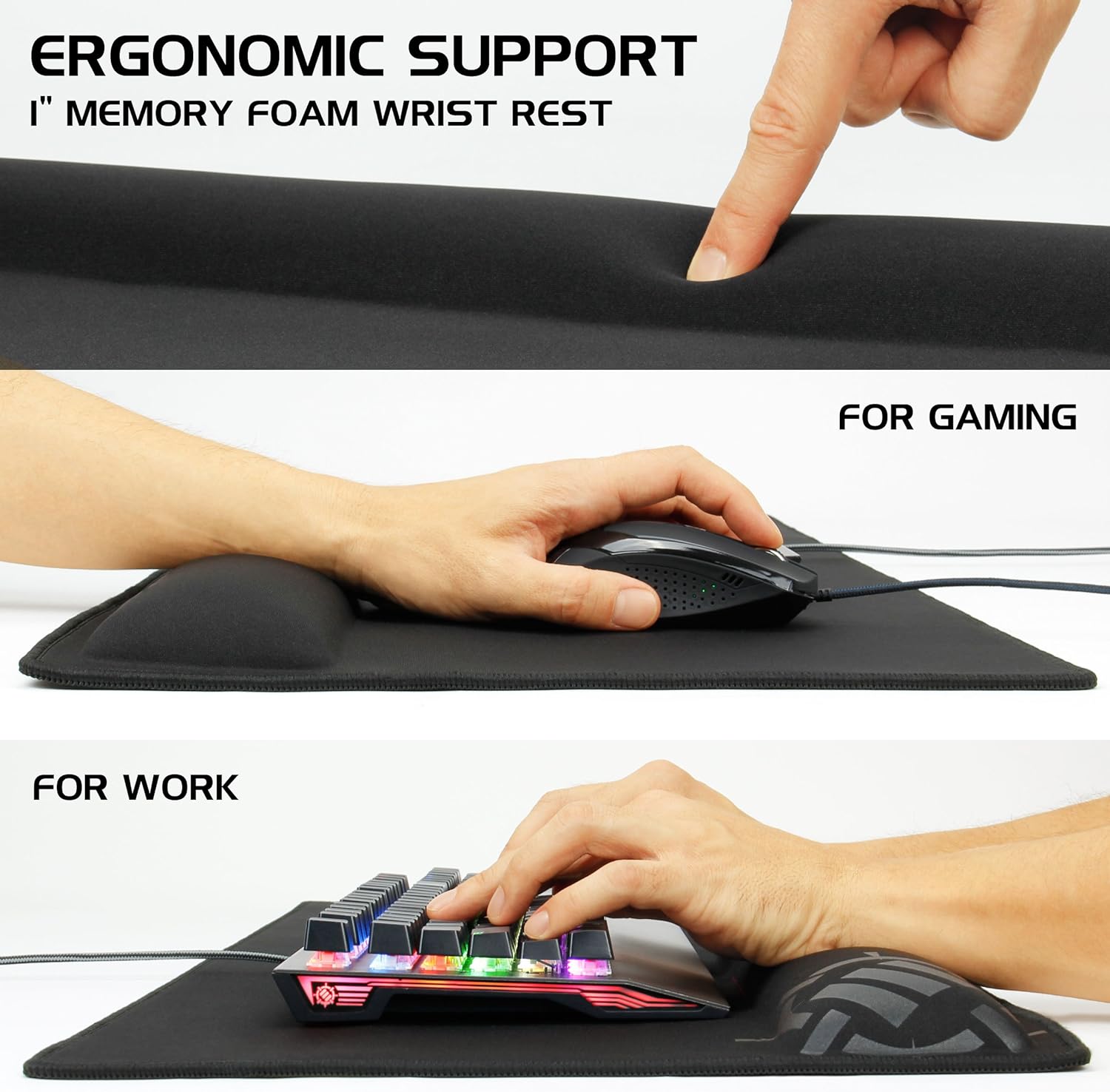 ENHANCE XXL Large Extended Gaming Mouse Pad with Ergonomic Memory Foam Wrist Rest Support (80 x 35 x 2.5 centimeters) - Image 5