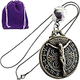 Dave The Bunny Medalla de San Benito - Saint Benedict Medal Stainless Steel Snake Chain with Metal Alloy Charm - St Benedict Medals - Authentic San Benito Religious Jewelry