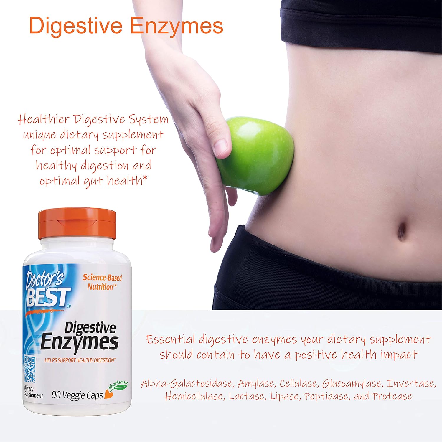 Doctor's Best Digestive Enzymes, Non-GMO, Vegetarian, Gluten Free, 90 Veggie Caps: Health & Personal Care