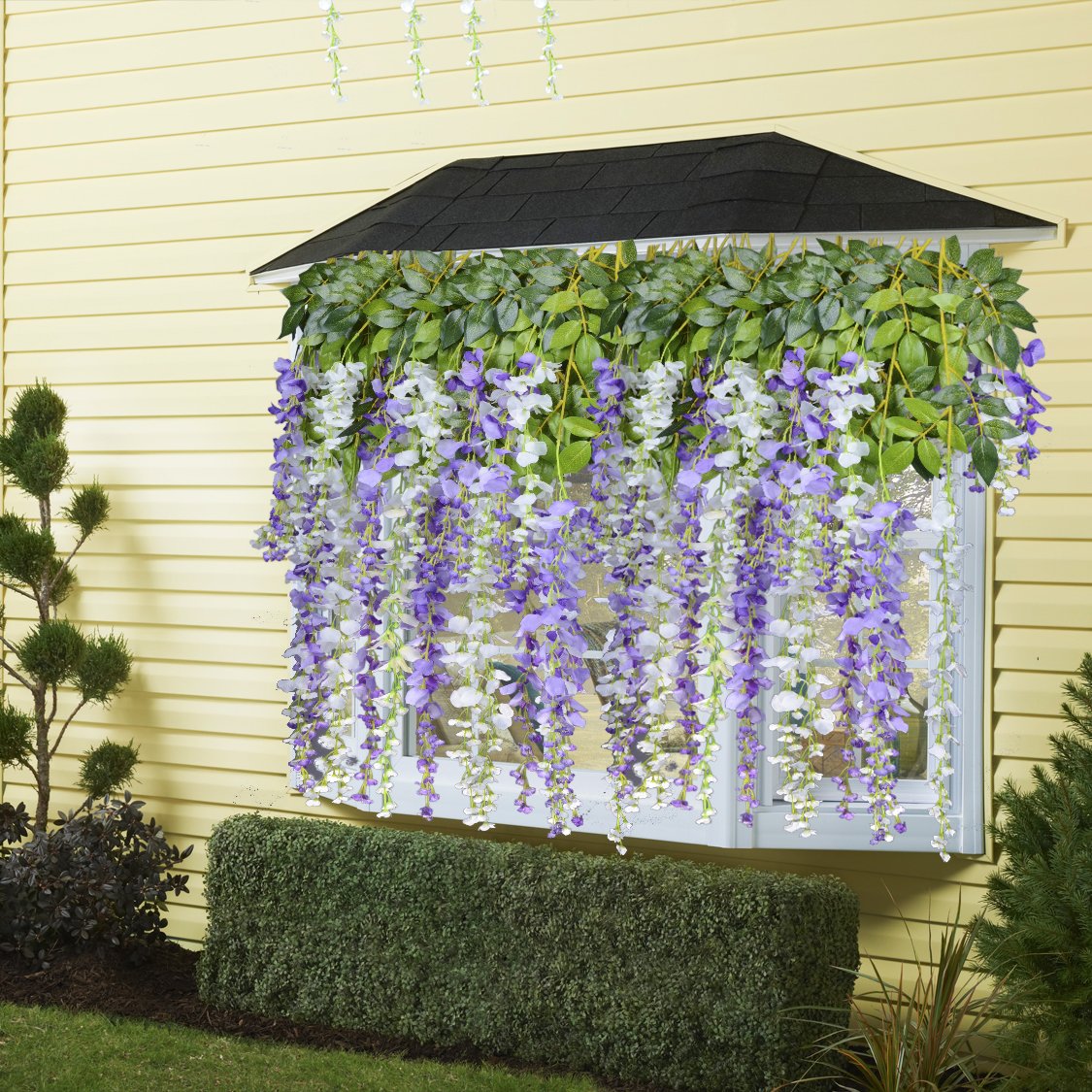 Artiflr 8pcs Artificial Fake Wisteria Vine GarlandGreenDec 3.6Ft/Piece